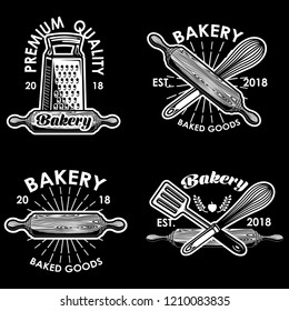 Bakery Logo, Emblem, Badge illustration in Black Background
