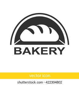 Bakery logo with fresh bread in the oven. Vector bakery icon isolated.