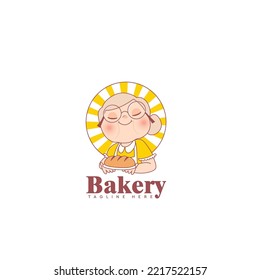 Bakery logo with grandma chef for bakery store logo