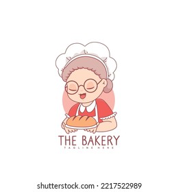 Bakery logo with grandma chef for bakery store logo