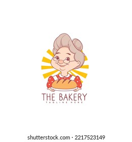 Bakery logo with grandma chef for bakery store logo