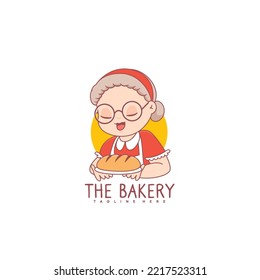 Bakery logo with grandma chef for bakery store logo