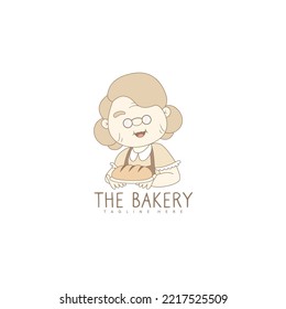 Bakery logo with grandma chef for bakery store logo