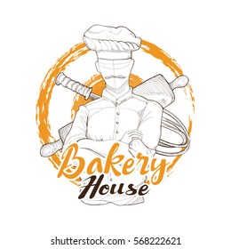 bakery logo. hand drawn illustration of bakery