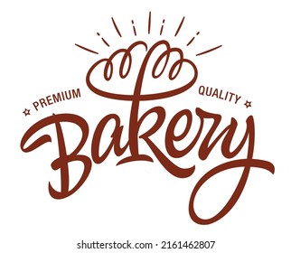 Bakery logo. Handwritten bakery inscription. Bakery label, stamp, badge.