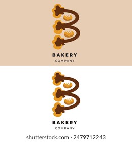 Bakery logo with the letter B. Flat style. Bread vector. Modern logo design.
