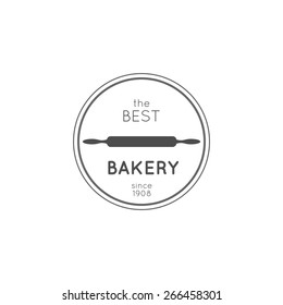 bakery logo in minimal trendy style. badge with rolling pin