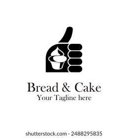 Bakery logo minimalist design illustration. Bakery badge logo template. bread and cake logo classic design