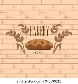 Bakery Logo on Brick Wall Beackground. Flat Vector Illustration