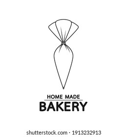 Bakery logo. Piping Cream Cake logo design. Silicone Piping Cream Cake doodle symbol.