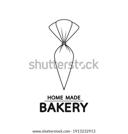 Bakery logo. Piping Cream Cake logo design. Silicone Piping Cream Cake doodle symbol.