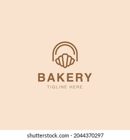 Bakery Logo, Poster. Bakery Trendy Logo With Croissant, Bake Shop, Pastry Shop Vector Emblem Template.