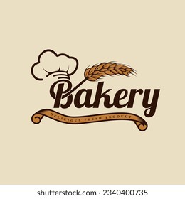Bakery logo retro concept design illustration , best for bread and cakes shop, food beverages store logo emblem template