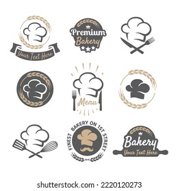 Logo de panadería con alfiler para restaurante. Identidad vectorial de marca de alimentos con trigo.