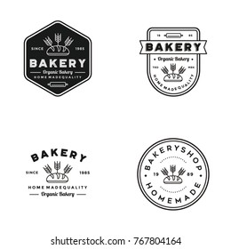 Bakery logo set vintage element vector illustration premium