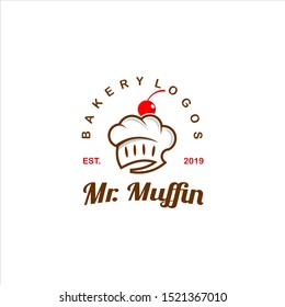 bakery logo simple modern badge concept muffin and bread for design inspiration