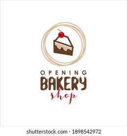 bakery logo simple piece cake vector, organic homemade dessert graphic design element inspiration	