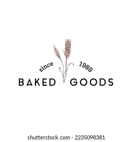 Bakery logo with spikes in vector, Baked Goods typographic poster, vintage emblem, label 