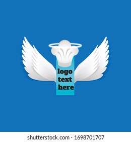 bakery logo symbol of chef hat and wings