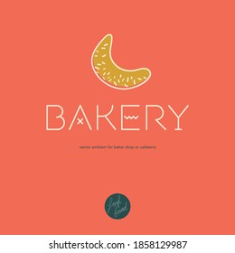 Bakery logo template. Cooking courses brand symbol. Bread bakery icon for pastry label design and bakeshop branding concept with hand drawn bread icon. Baker shop emblem in vector. Insignia hot bakery