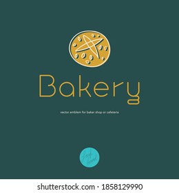 Bakery logo template. Cooking courses brand symbol. Bread bakery icon for pastry label design and bakeshop branding concept with hand drawn bread icon. Baker shop emblem in vector. Insignia hot bakery