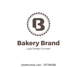 Bakery logo template. Letter B. Bite mark. Universal icon. Bakery shop sign. Design template for labels, badges, banners, posters, menu, identity and branding elements. Vector illustration.