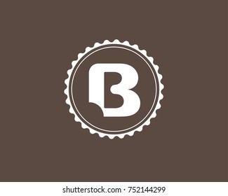 Bakery logo template. Letter B. Bite mark. Universal icon. Bakery shop sign. Design template for labels, badges, banners, posters, menu, identity and branding elements. Vector illustration.