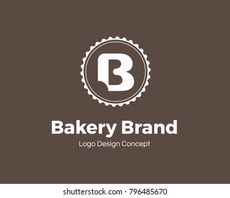 Bakery logo template. Letter B. Bite mark. Universal icon. Bakery shop sign. Design template for labels, badges, banners, posters, menu, identity and branding elements. Vector illustration.