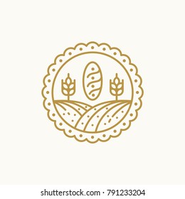 bakery logo template , bakery line art vector illustration