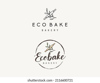 Bakery logo template set organic bakery