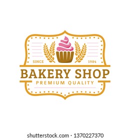 Bakery logo template, vector illustration. Bakery shop emblem, vintage retro style