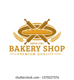 Bakery logo template, vector illustration. Bakery shop emblem, vintage retro style