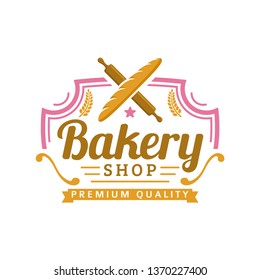 Bakery logo template, vector illustration. Bakery shop emblem, vintage retro style