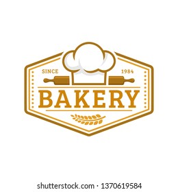 Bakery logo template, vector illustration. Bakery shop emblem, vintage retro style