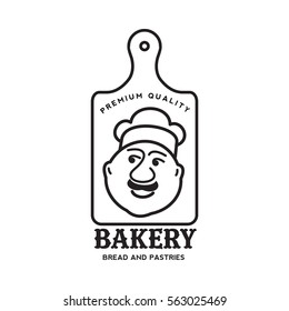 Bakery logo templates. Baker, grain, bread, cooking board. Vintage style bakery badges and labels. Black and white logo templates for your design. Vector illustration isolated on white background.