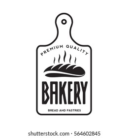 Bakery logo templates. Baker, grain, bread, cooking board. Vintage style bakery badges and labels. Black and white logo templates for your design. Vector illustration isolated on white background.