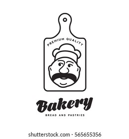 Bakery logo templates. Baker, grain, bread, cooking board. Vintage style bakery badges and labels. Black and white logo templates for your design. Vector illustration isolated on white background.