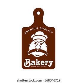 Bakery logo templates. Baker, grain, bread, cooking board. Vintage style bakery badges and labels. Black and white logo templates for your design. Vector illustration isolated on white background.