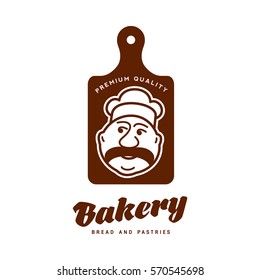 Bakery logo templates. Baker, grain, bread, cooking board. Vintage style bakery badges and labels. Black and white logo templates for your design. Vector illustration isolated on white background.