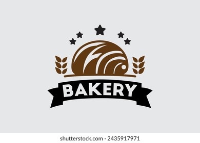 Bäckerei-Logo, das im klassischen Vintage-Stil bearbeitet werden kann, mit brauner Farbe