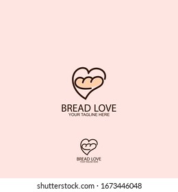 Bakery logo. Unique logo design template. the concept of the logo with the symbol of love and bread