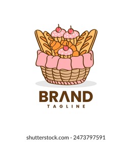 Bakery logo vector with container. 