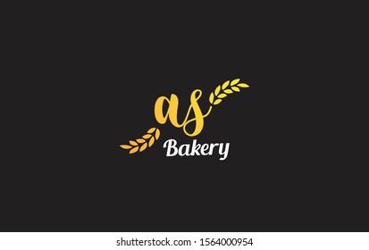Bakery Logo with wheat initial letter AS