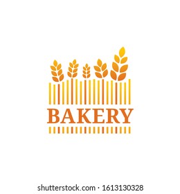 Bakery logo with wheat, label, badge, emblem. Vector illustration