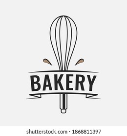 Bakery Logo With Whisk For Baking On White Background