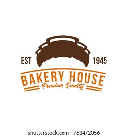 Bakery logos with fresh bread, pretzel, and bread. Vector bakery icon set isolated. Vintage Style