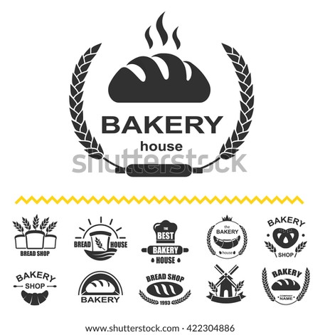 Bakery Logos Fresh Bread Pretzel Loaf Stock Vector Royalty Free