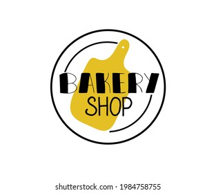 Bakery logotype badge label with hand written modern text. Elegant lettering logo emblem, vintage retro style.