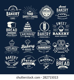 Bakery logotypes set. Retro Bakery labels, logos, badges, icons, objects and elements.