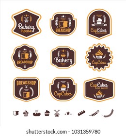 Bakery logotypes set. Bakery Vintage Badge And Labels Design.